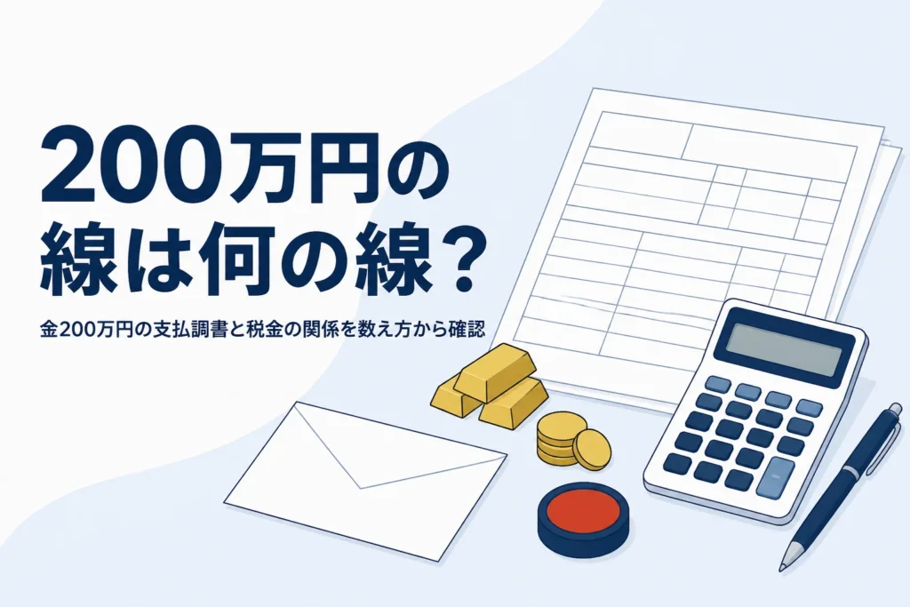金を200万円で売った時の支払調書を表したイメージ