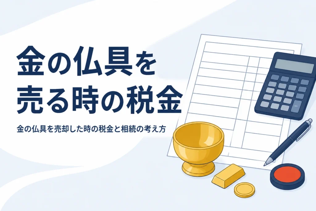 金の仏具を売却した時の税金を説明する記事のアイキャッチ
