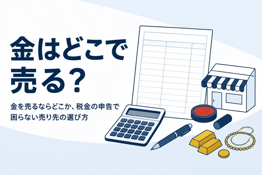 金をどこで売るかを税金の申告の視点で選ぶイメージ