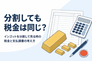 インゴットを分割して売る時の税金を説明する記事のアイキャッチ