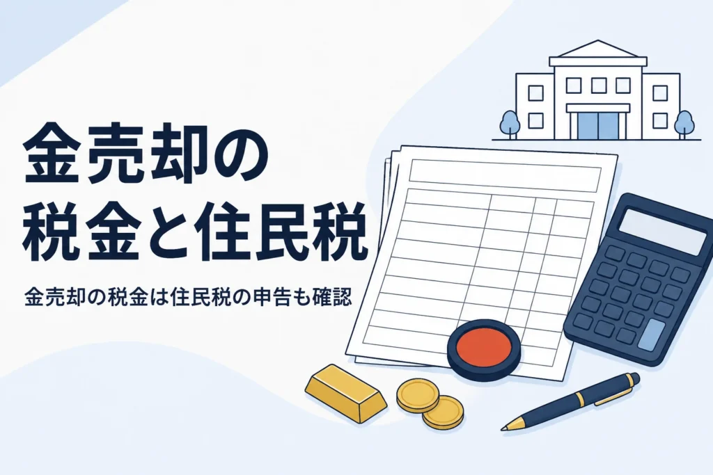 金売却の税金と住民税の申告を説明する記事のアイキャッチ