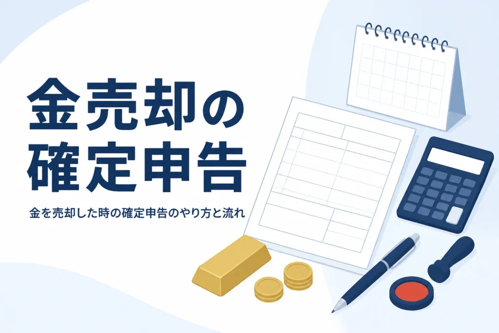 金を売却した時の確定申告を準備するイメージ
