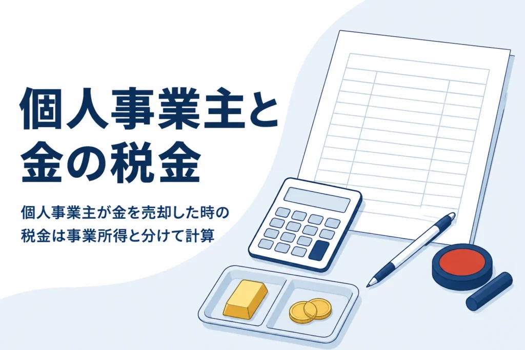 個人事業主が金を売却した時の税金を確かめるイメージ