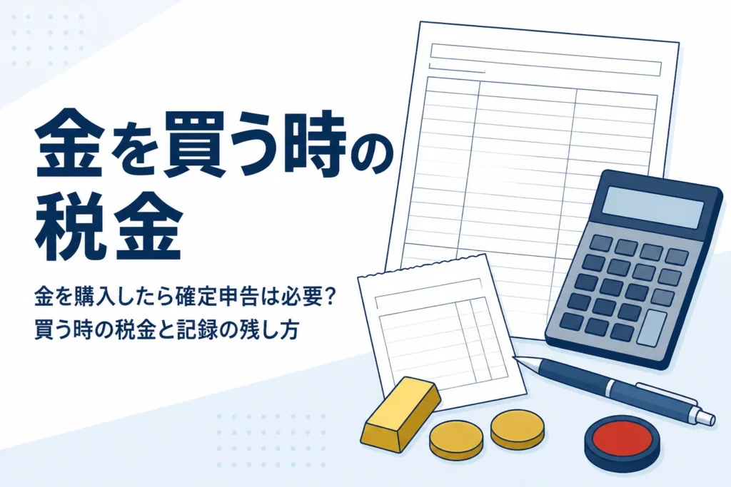 金を購入した時の確定申告と税金を説明する記事のアイキャッチ