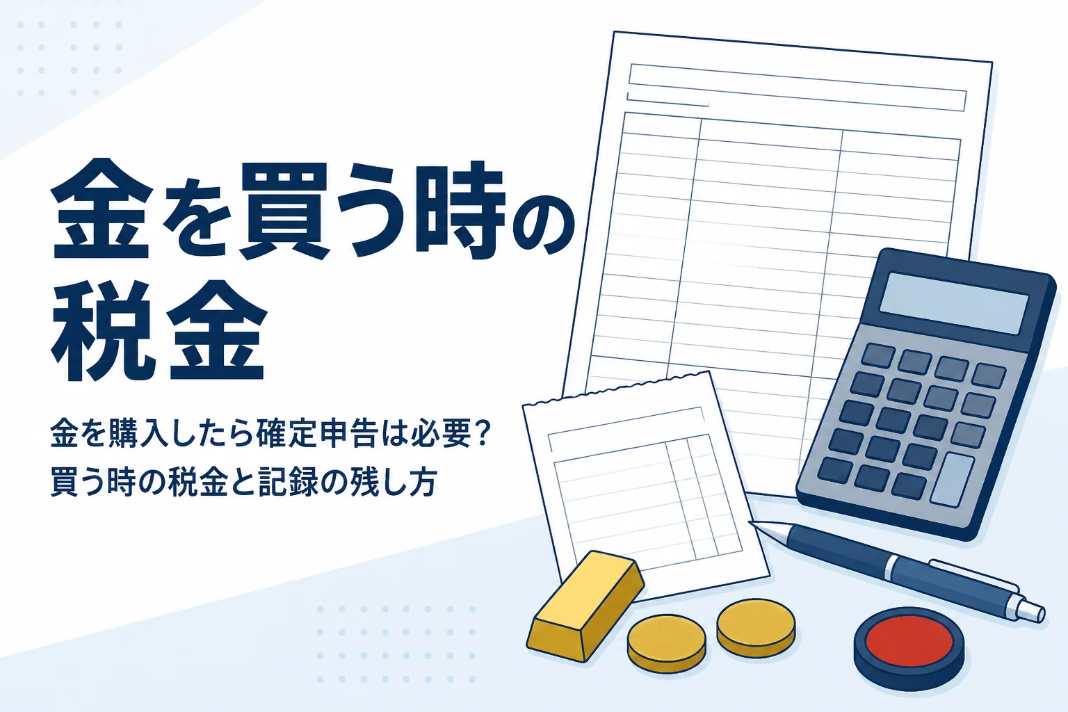 金を購入した時の確定申告と税金を説明する記事のアイキャッチ