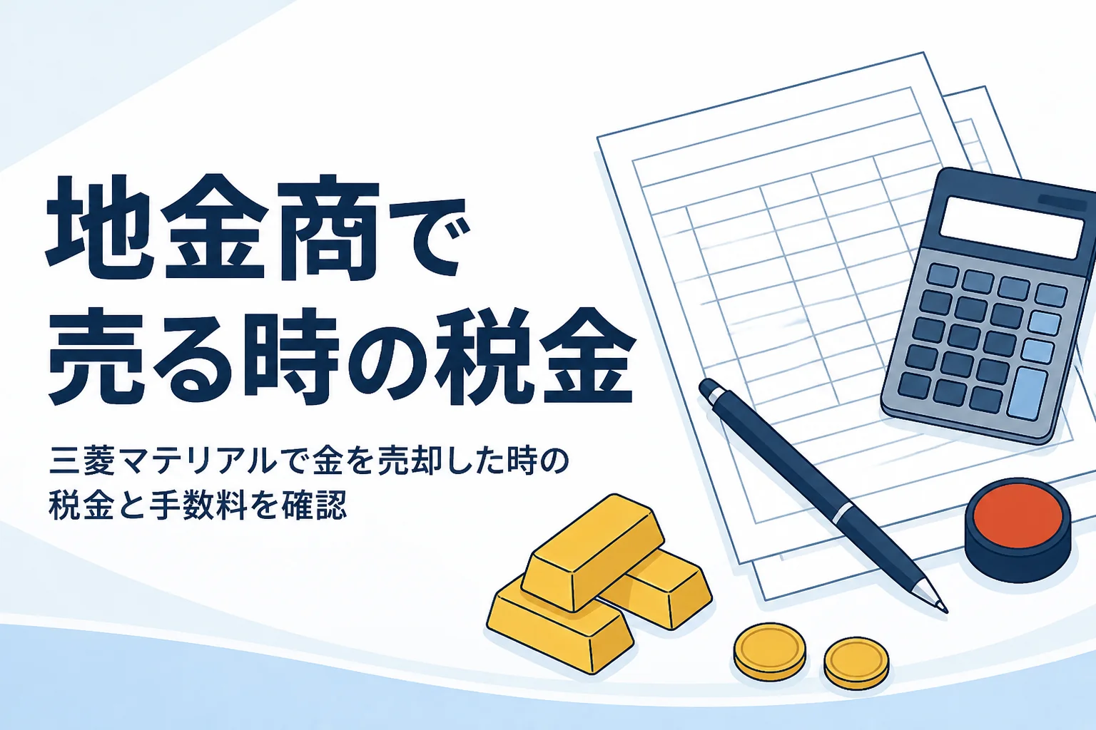 三菱マテリアルで金を売却した時の税金と手数料を表したイメージ