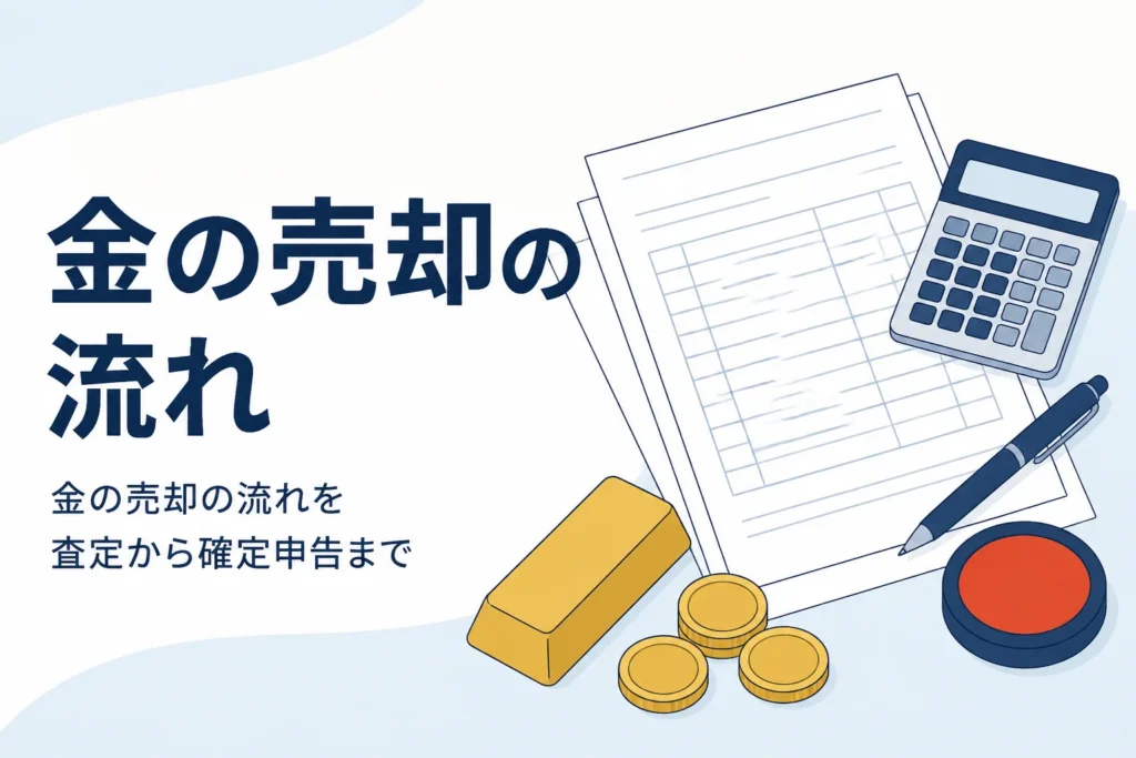 金の売却の流れを査定から確定申告まで説明する記事のアイキャッチ