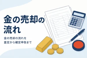 金の売却の流れを査定から確定申告まで説明する記事のアイキャッチ