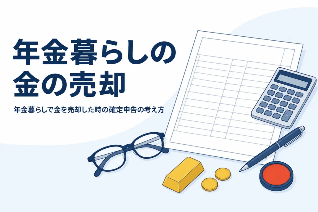 年金暮らしで金を売却した時の確定申告を説明する記事のアイキャッチ