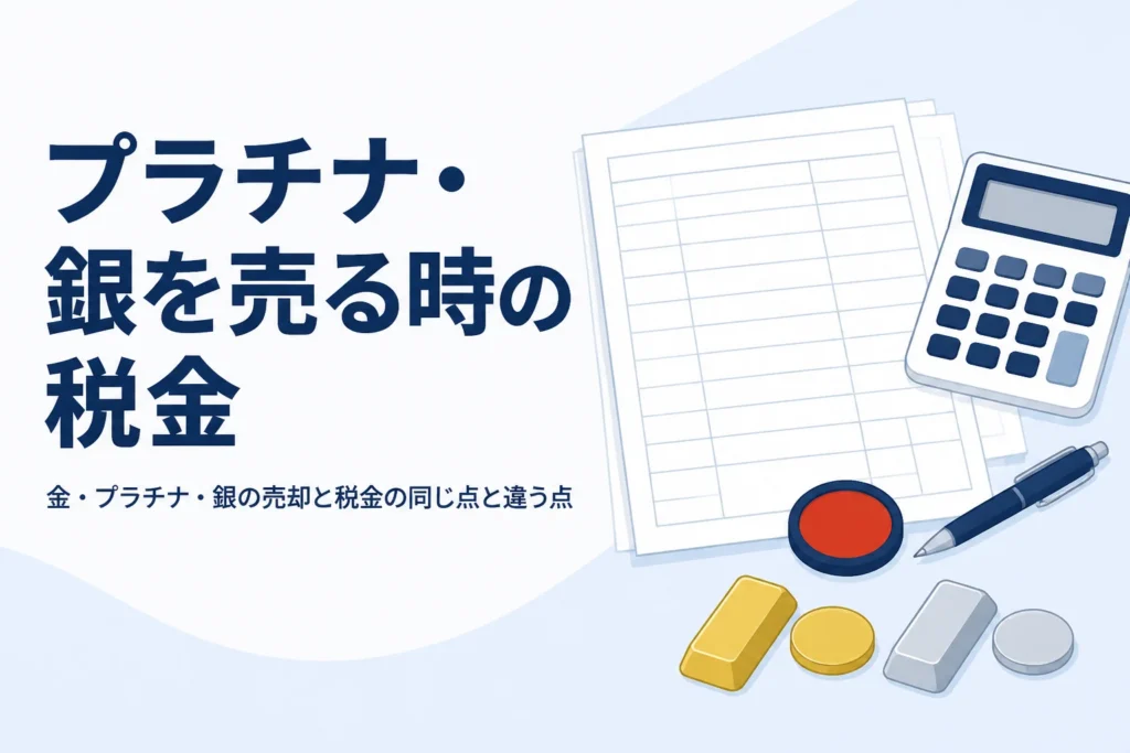 金・プラチナ・銀の売却と税金を説明する記事のアイキャッチ