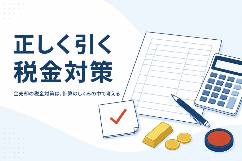 金売却の税金対策を計算のしくみで考えるイメージ