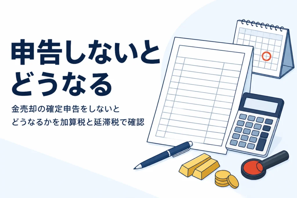 金売却の確定申告をしないとどうなるかを表したイメージ