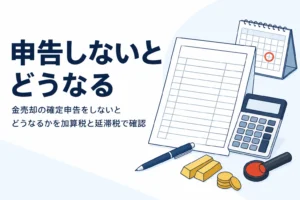 金売却の確定申告をしないとどうなるかを表したイメージ