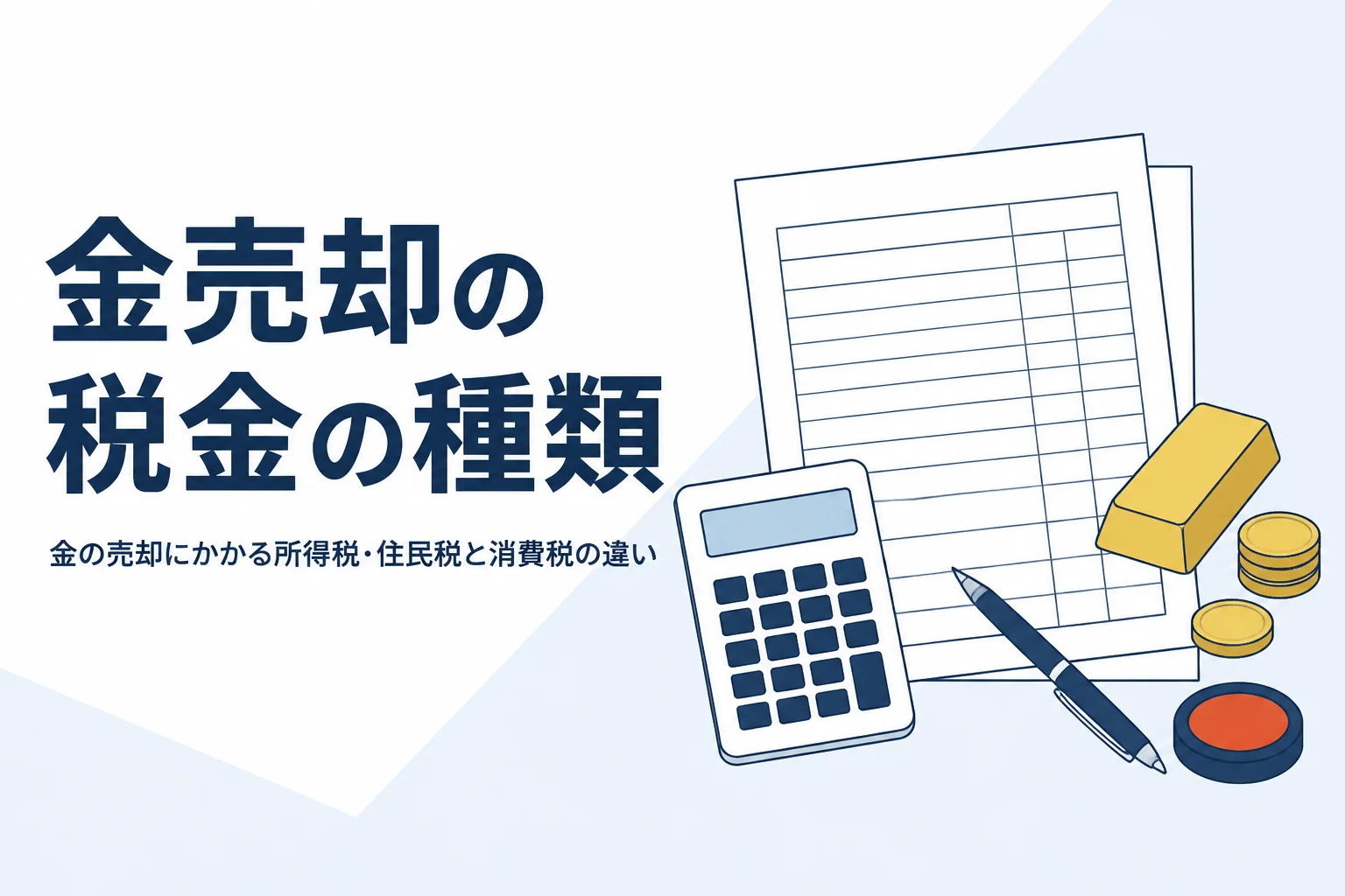 金の売却にかかる税金の種類を説明する記事のアイキャッチ