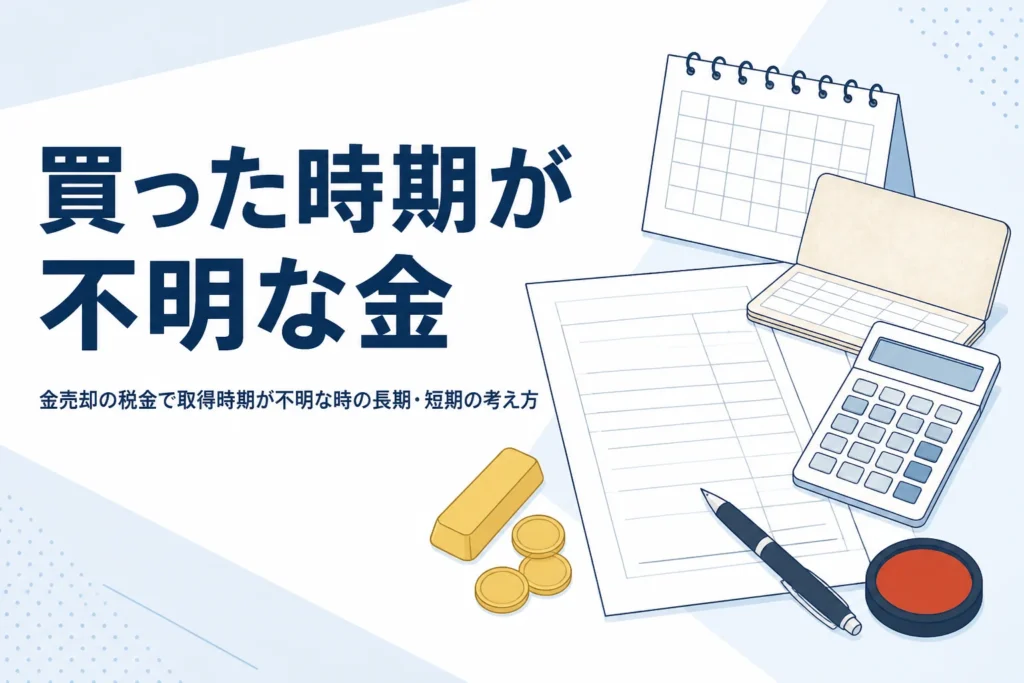 金売却の税金で取得時期が不明な時の考え方を表したイメージ