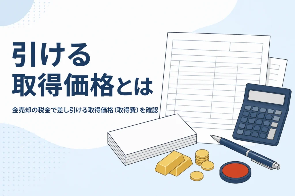 金売却の税金で差し引ける取得価格を表したイメージ