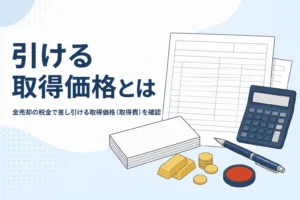 金売却の税金で差し引ける取得価格を表したイメージ