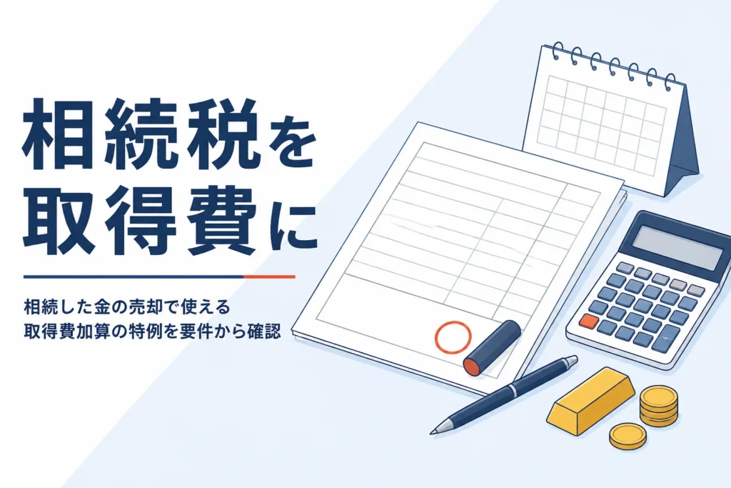 相続した金の売却と取得費加算の特例を表したイメージ
