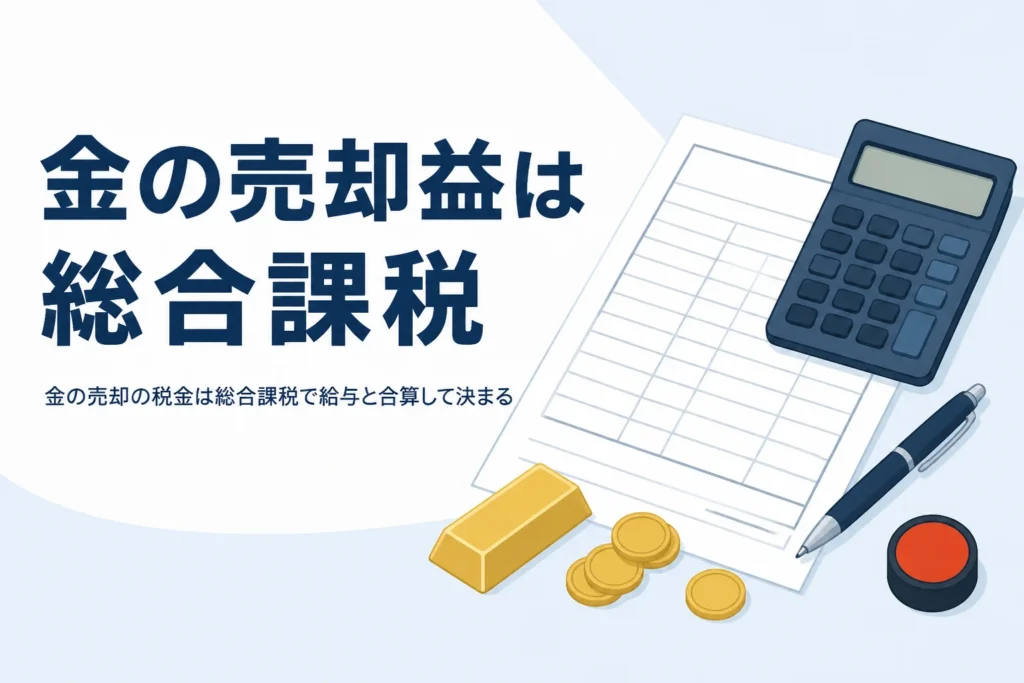 金の売却益の税金が総合課税になる仕組みを説明する記事のアイキャッチ