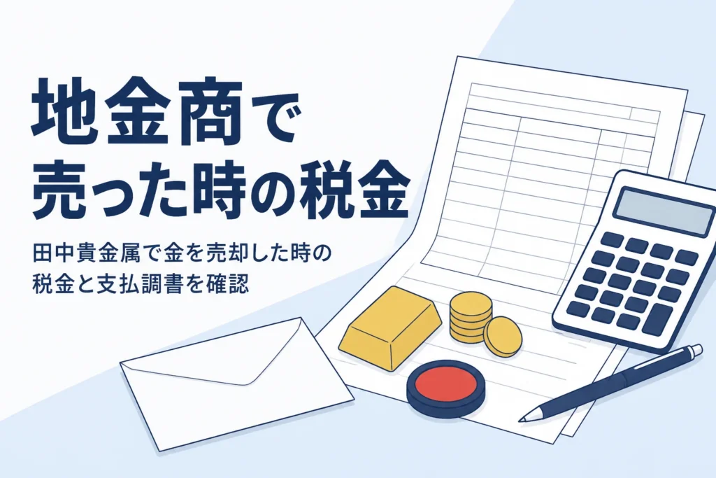 田中貴金属で金を売却した時の税金を表したイメージ