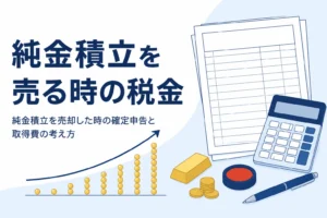 純金積立を売却した時の確定申告を説明する記事のアイキャッチ