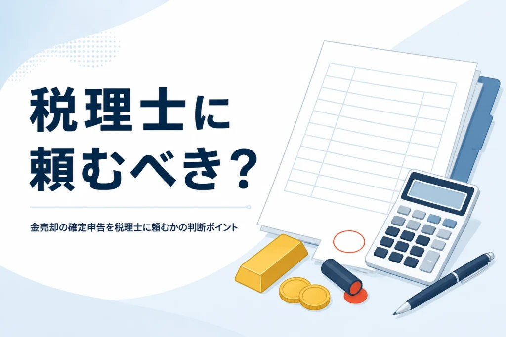 金売却の確定申告を税理士に頼むか考えるイメージ