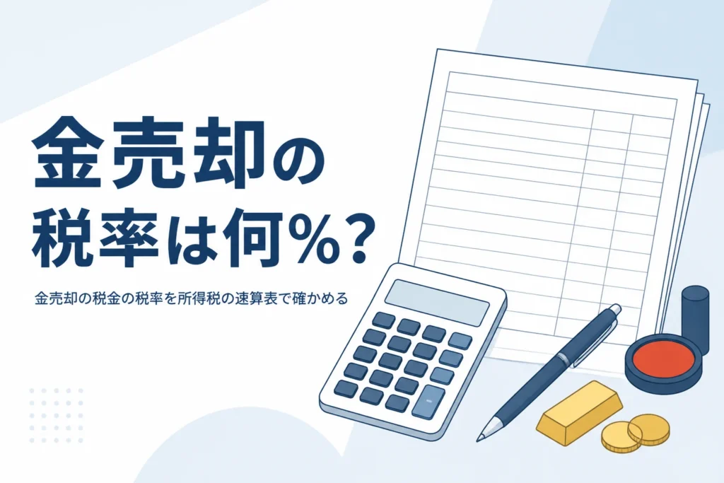 金売却の税金の税率を速算表で確かめる記事のアイキャッチ
